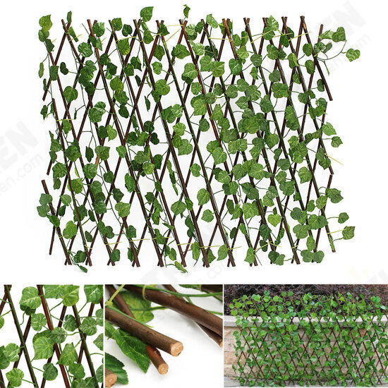 Artificial Ivy Expandable Stretchable Privacy Fence Faux Single Side Leafs Vine Screen for Outdoor Garden Yard