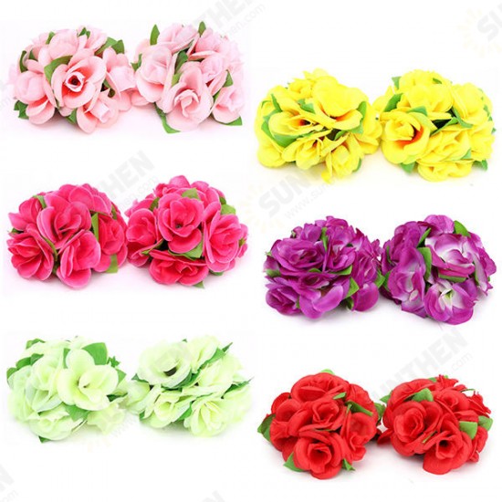 Artificial Wedding Silk Rose Flower Ball With Leaves Party Home Decoration