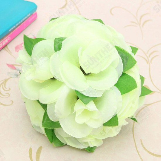 Artificial Wedding Silk Rose Flower Ball With Leaves Party Home Decoration