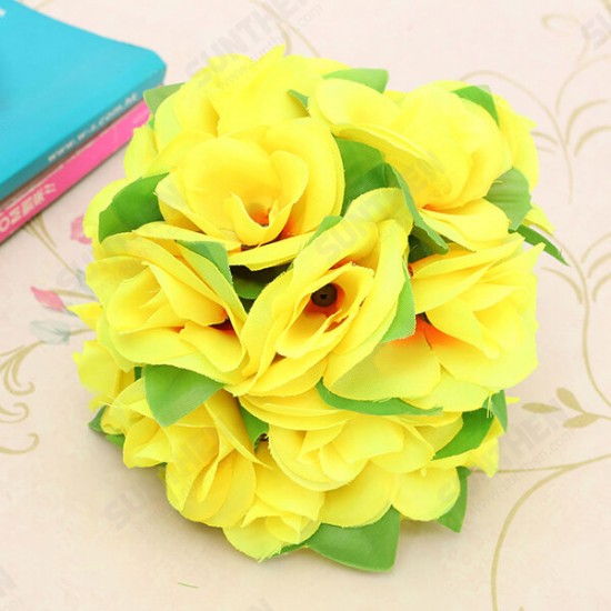 Artificial Wedding Silk Rose Flower Ball With Leaves Party Home Decoration