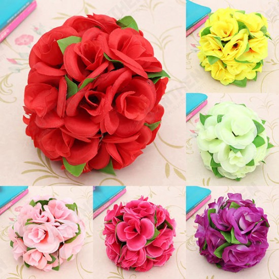 Artificial Wedding Silk Rose Flower Ball With Leaves Party Home Decoration