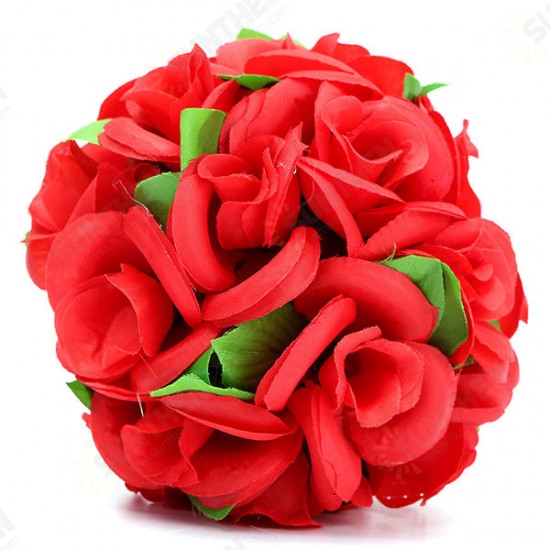 Artificial Wedding Silk Rose Flower Ball With Leaves Party Home Decoration