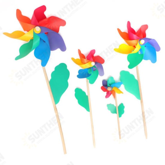 Colorful PVC Wooden Windmill Home Garden Party Wedding Decoration Kid Toy