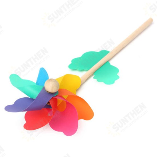 Colorful PVC Wooden Windmill Home Garden Party Wedding Decoration Kid Toy