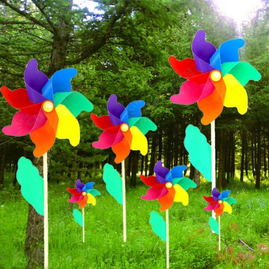 Colorful PVC Wooden Windmill Home Garden Party Wedding Decoration Kid Toy