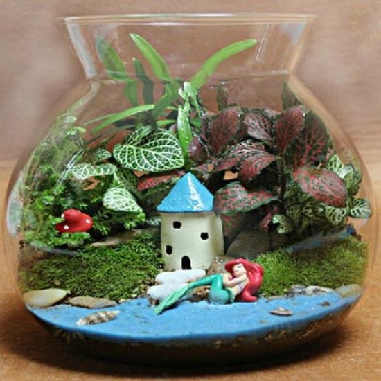 DIY Eco Bottle Decorations Resin House Castle Garden Micro Landscape