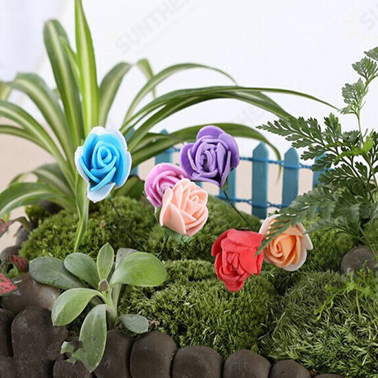 DIY Miniature Pretty Rose Ornaments Potted Plant Garden Decor