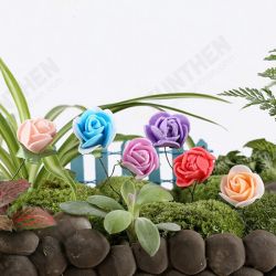 DIY Miniature Pretty Rose Ornaments Potted Plant Garden Decor DIY Miniature Pretty Rose Ornaments Potted Plant Garden Decor