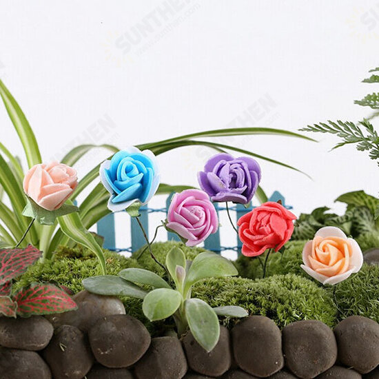 DIY Miniature Pretty Rose Ornaments Potted Plant Garden Decor