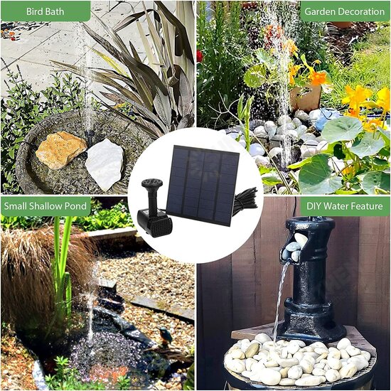 1.8W 180L/H Brushless Solar Panel Fountain Water Pump for Garden Pool Pond Aquarium Fountain