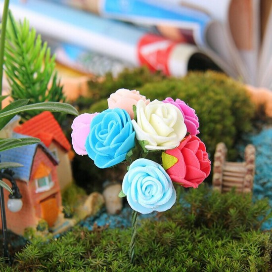 Miniature Rose Ornaments Potted Plant Craft Garden Bonsai DIY Decor