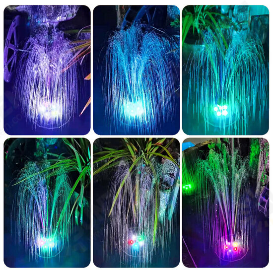 RGB LED Solar Powered Fountain Pump W/ 6 Nozzles Water Pump Night Floating Garden