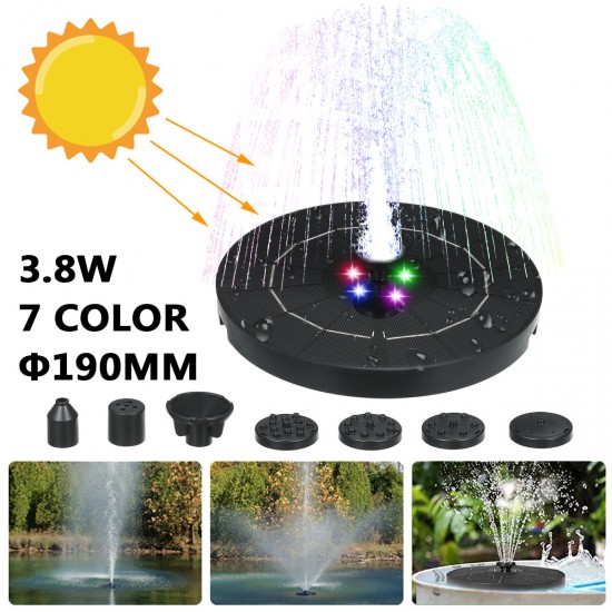 RGB LED Solar Powered Fountain Pump W/ 6 Nozzles Water Pump Night Floating Garden
