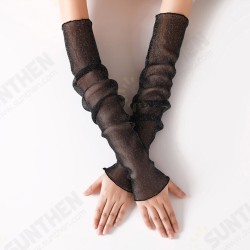 1 Pair Arm Compression Sleeve Anti-UV Ice Silk Lace Sleeve Sunscreen Half-finger Long Gloves Sleeve Outdoor Cycling Sport 1 Pair Arm Compression Sleeve Anti-UV Ice Silk Lace Sleeve Sunscreen Half-finger Long Gloves Sleeve Outdoor Cycling Sport