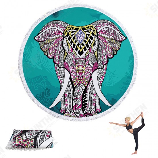 1/1.5m Round Yoga Mats Multi-purpose Beach Towel Tassel Tapestry Non Slip Blankets