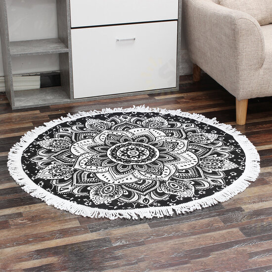 1M/1.5M Round Beach Towel Tassel Tapestry Yoga Mats Blankets Home Fitness Decoration Accessories