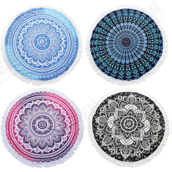 1M/1.5M Round Beach Towel Tassel Tapestry Yoga Mats Blankets Home Fitness Decoration Accessories