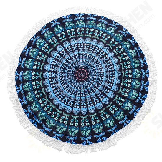 1M/1.5M Round Beach Towel Tassel Tapestry Yoga Mats Blankets Home Fitness Decoration Accessories