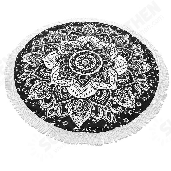 1M/1.5M Round Beach Towel Tassel Tapestry Yoga Mats Blankets Home Fitness Decoration Accessories