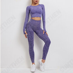 2PCS Women's Sets Skinny Tracksuit Breathable Long Sleeve Top Seamless Outfits High Waist Push Up Leggings Gym Clothes Sport Suit 2PCS Women's Sets Skinny Tracksuit Breathable Long Sleeve Top Seamless Outfits High Waist Push Up Leggings Gym Clothes Sport Suit