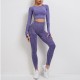 2PCS Women's Sets Skinny Tracksuit Breathable Long Sleeve Top Seamless Outfits High Waist Push Up Leggings Gym Clothes Sport Suit