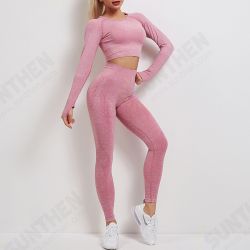 2PCS Women's Sets Skinny Tracksuit Breathable Long Sleeve Top Seamless Outfits High Waist Push Up Leggings Gym Clothes Sport Suit
