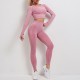 2PCS Women's Sets Skinny Tracksuit Breathable Long Sleeve Top Seamless Outfits High Waist Push Up Leggings Gym Clothes Sport Suit