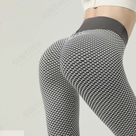 Women's High Waist Yoga Pants Leggings Scrunch Butt Jacquard Ruched Booty Tights Tummy Control Butt Lift Fitness Gym Workout Running Sports High Elasticity