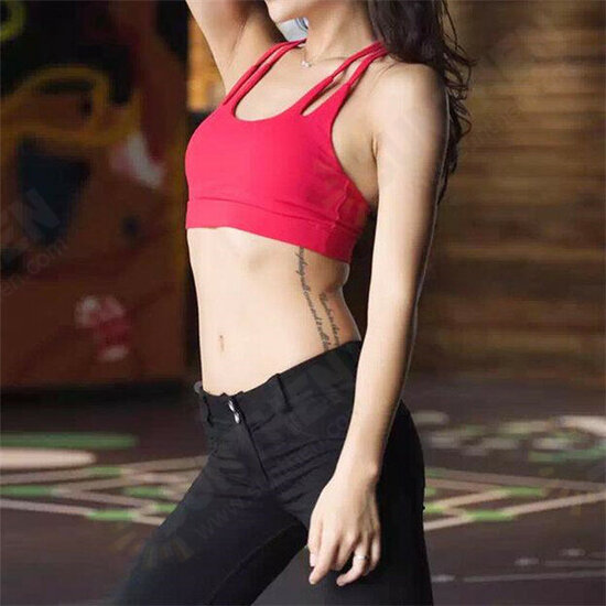 Shockproof Push Up Yoga Bra Double Strap Backless Sexy Running Sport Vest Bra Top