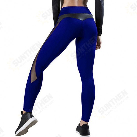 Women High Waist Yoga Pants Quick Dry Mesh Leather Running Fitness Sports Leggings Hip Push UP Tights High Elasticity Skinny Pants Women's Leggings