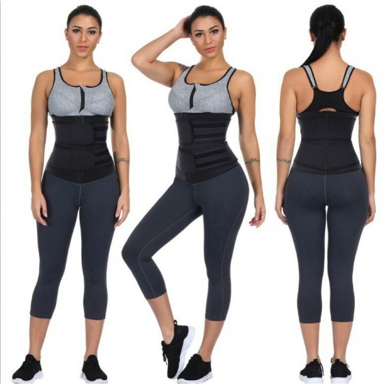 Waist Trainer Vest Large Size Body Shaper Sweat Waist Trainer Corset Sports Spandex Yoga Gym Workout Pilates Adjustable Tummy Fat Burner Hot Sweat Yoga Belts Fitness Belts