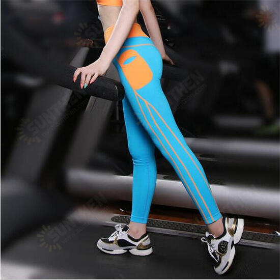 Women Breathable Quick Dry Sport Pants High Elastic Skinny Patchwork Pocket Yoga Legging