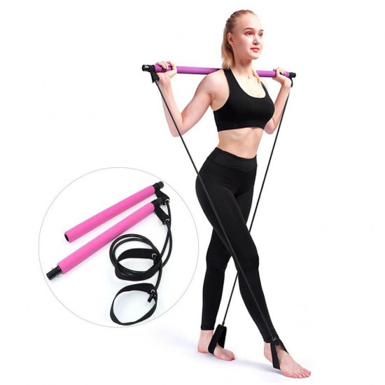 Yoga Pull Rods Pilates Bar Kit Abdominal Resistance Bands Body Fitness Sport Gym Fitness Building Puller