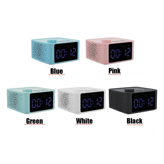 2 In 1 Wireless Stereo bluetooth 5.0 Speaker Dual Alarm Clock Subwoofer Hifi Music Player With Phone Holder Support FM Radio TF Card AUX