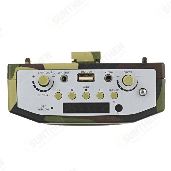 25W Rechargeable Camouflage Hunting Speaker Sound Decoy 100Hz-10KHz FM Radio MP3 Player with Remote Control for Hunting Meeting Tour Guide