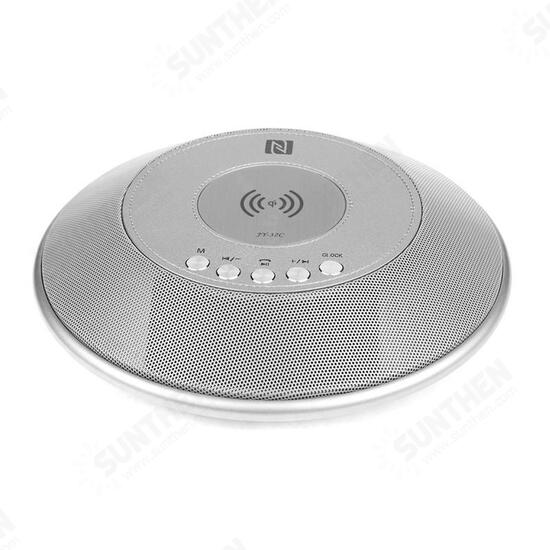 8 in 1 bluetooth Speaker 2000mAh QI Wireless Charge FM NFC Alarm Clock Charging Pad Subwoofer