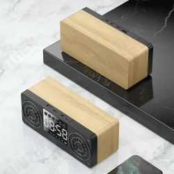 A10 Wooden Portable bluetooth 5.0 Speaker Alarm Clock Wireless Speakers Support TF AUX USB FM Radio for Smart Phone PC A10 Wooden Portable bluetooth 5.0 Speaker Alarm Clock Wireless Speakers Support TF AUX USB FM Radio for Smart Phone PC