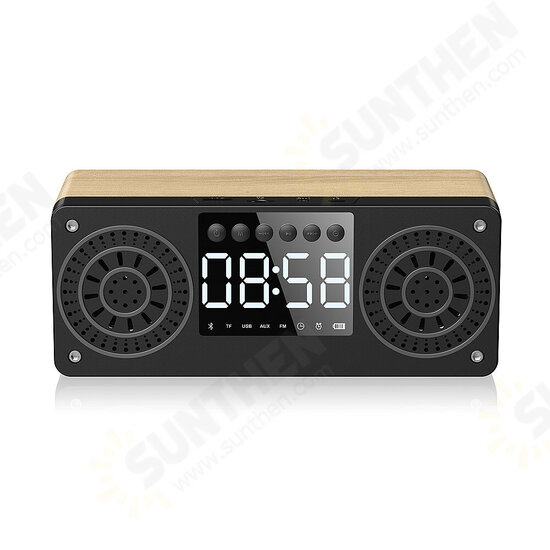 A10 Wooden Portable bluetooth 5.0 Speaker Alarm Clock Wireless Speakers Support TF AUX USB FM Radio for Smart Phone PC