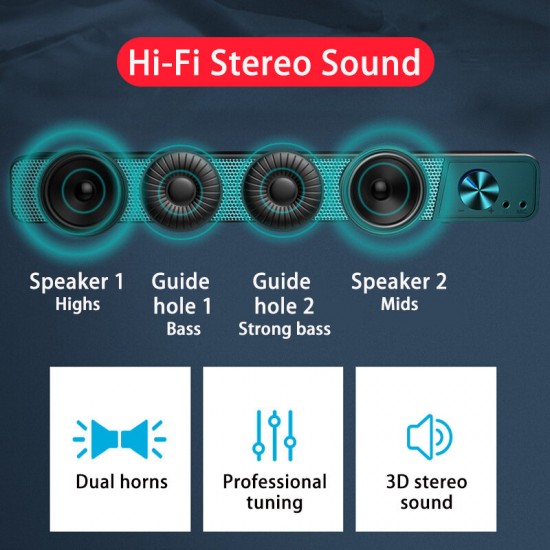 G18 bluetooth Speaker HIFI 4D Stereo Surround Sound Bass Subwoofer Dual Drivers Noise Reduction Soundbar Computer Speaker Home Theater