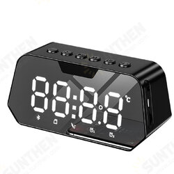B118 bluetooth 5.0 Speaker Alarm Clock Multiple Play Modes LED Mirror Speaker with FM Function 360° Surround Stereo Sound Real-time Temperature Display B118 bluetooth 5.0 Speaker Alarm Clock Multiple Play Modes LED Mirror Speaker with FM Function 360° Surround Stereo Sound Real-time Temperature Display