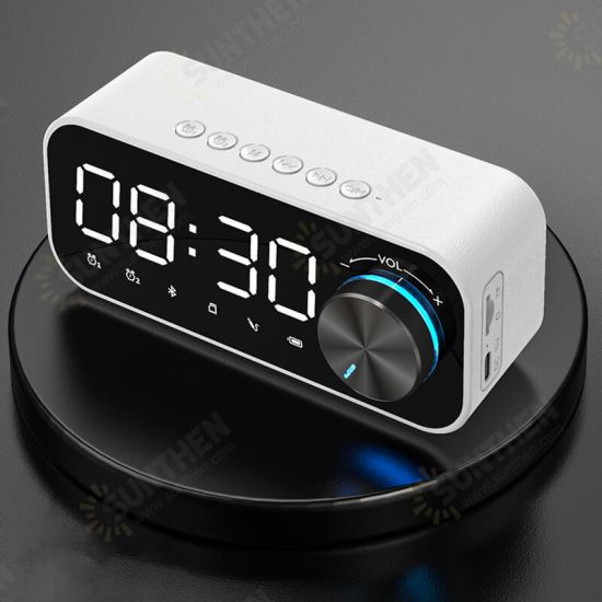 B126 bluetooth 5.0 Speaker Alarm Clock Night Light Multiple Play Modes LED Display 360° Surround Stereo Sound 1800mAh Battery Life