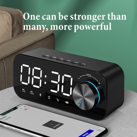 B126 bluetooth 5.0 Speaker Alarm Clock Night Light Multiple Play Modes LED Display 360° Surround Stereo Sound 1800mAh Battery Life