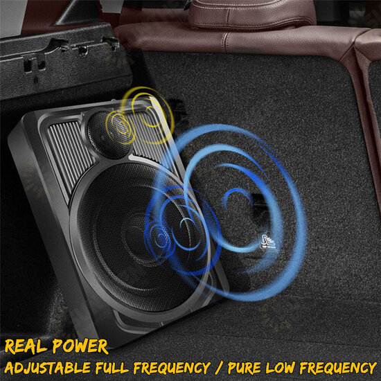 10inch Car Subwoofer Speaker 600W 12V 360° Stereo Super Bass Active Subwoofer Ultra-thin Body Under Seat Power Amplifier