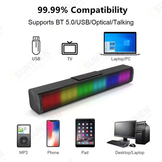 D02 Wireless bluetooth Speaker Multifunctional RGB TF Card Subwoofer Computer Game Sound Bar Loudspeaker