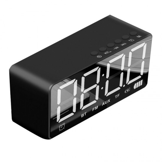 Q31 bluetooth Speaker Alarm Clock Mirror LED Digital FM Radio TF AUX Desktop Wireless Speaker with Mic
