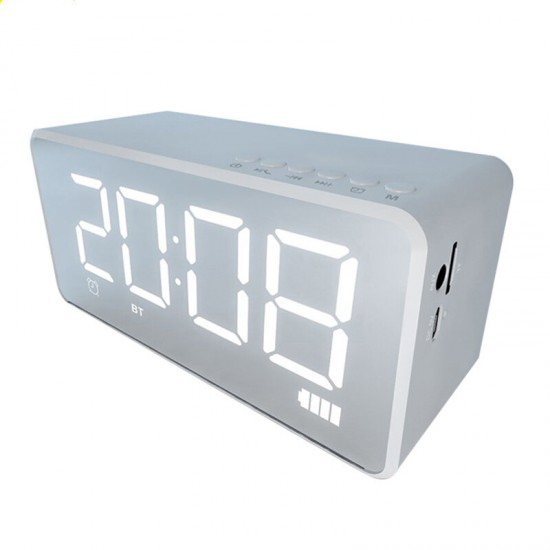 Q31 bluetooth Speaker Alarm Clock Mirror LED Digital FM Radio TF AUX Desktop Wireless Speaker with Mic