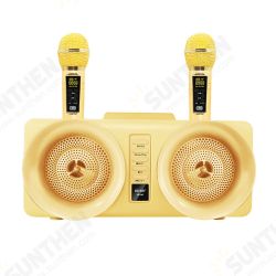 SD-307 Wireless bluetooth Speaker 30W Dual Drivers Stereo TF Card AUX-In 1800mAh Luminous Home Karaoke Portable Family Soundbar with Dual Wireless Microphones
