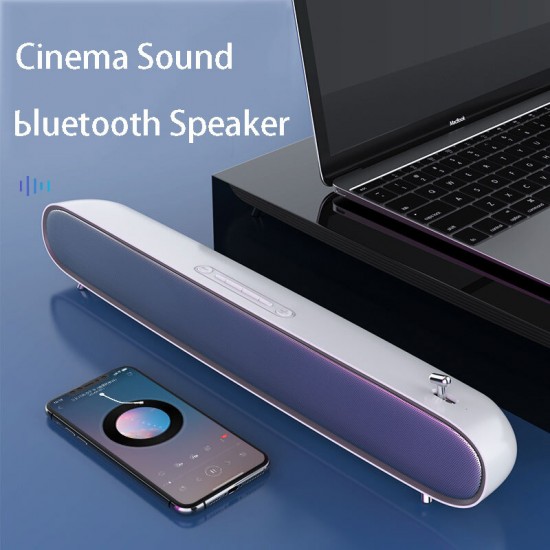 SM-01 Wireless Speaker blueooth 5.0 Soundbar 4-Units 10W HIFI 360° Surround Sound Noise Reduction Soundbar 2400mAh TF Card AUX-In Loudspeaker with Mic