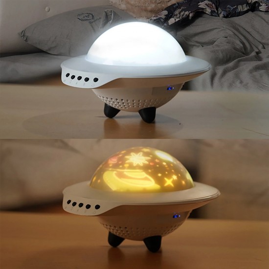 UFO Starry Sky Projection Light Flying Saucer bluetooth Speaker Music Player LED Night Light With Remote Control