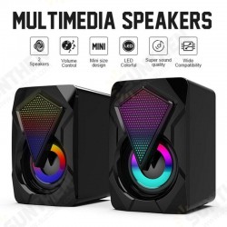 X2 Stereo Sound Surround Loudspeaker with RGB Light Speakers USB Powered Subwoofer for Desktop Laptop PC Computer X2 Stereo Sound Surround Loudspeaker with RGB Light Speakers USB Powered Subwoofer for Desktop Laptop PC Computer